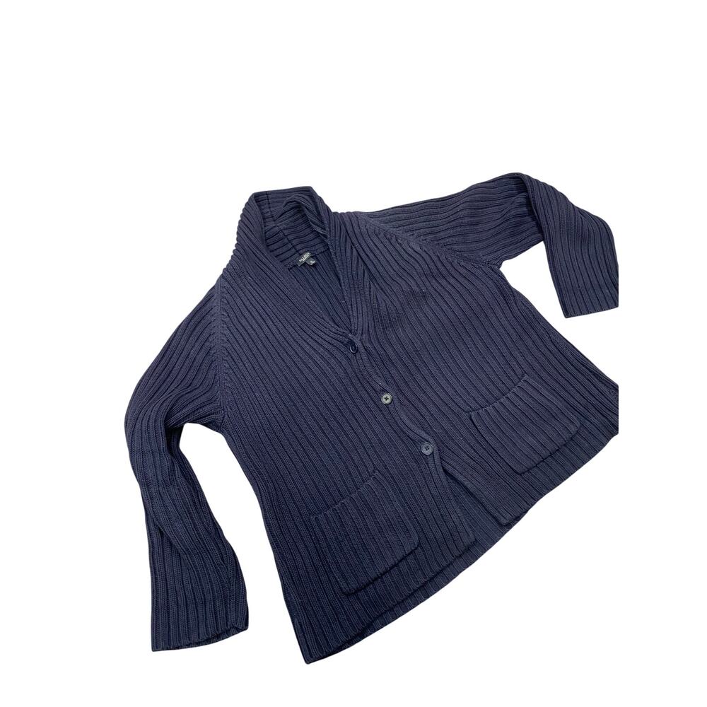 Talboots Womens Chunky Knit Cardigan. w/ Pockets, Navy Blue, XL